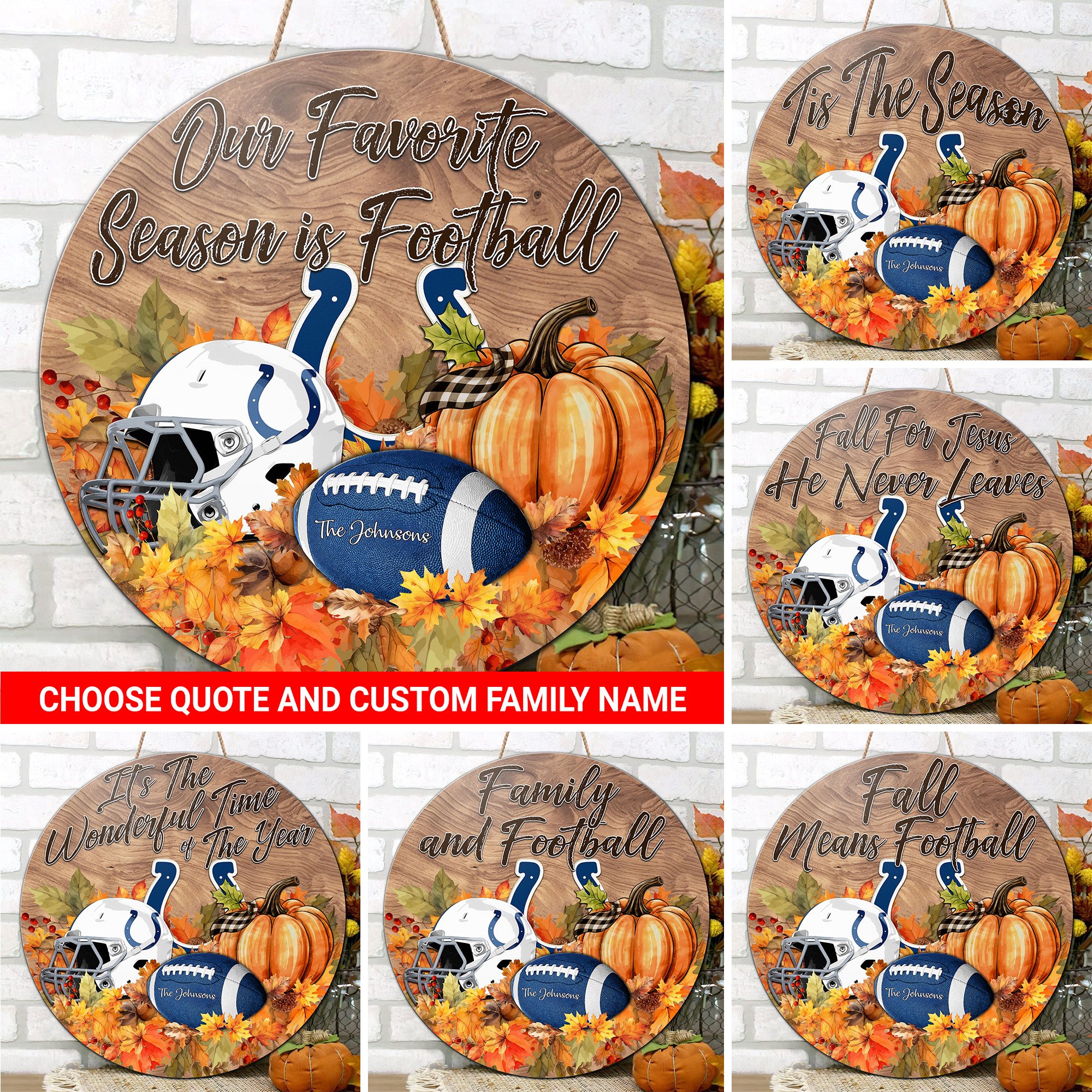 Indianapolis Colts Shape Wooden Sign Custom Your Family Name And Choose Your Quotes, Sport Sign, Sport Gifts For Fan, Home Decorations EHIVM-59899